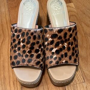 Vince Camuto Brown Leopard Platform Sandals
